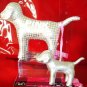 LOT 2 VICTORIA SECRET PINK DOG SILVER METALLIC ORNAMENT