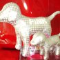 LOT 2 VICTORIA SECRET PINK DOG SILVER METALLIC ORNAMENT