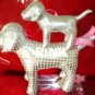LOT 2 VICTORIA SECRET PINK DOG SILVER METALLIC ORNAMENT