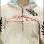 ED HARDY GIRL SKULL HOODIE FAUX FUR RHINESTONES SIZE S