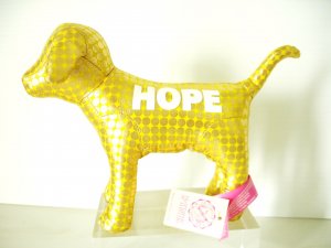 NEW VICTORIA SECRET PINK METALLIC MINI DOG GOLD 2009