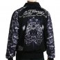 NEW ED HARDY MEN BLACK SKULL FLAGS TRACK JACKET SIZE M