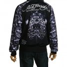 NEW ED HARDY MEN BLACK SKULL FLAGS TRACK JACKET SIZE L