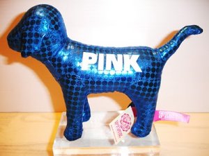 NEW VICTORIA SECRET PINK METALLIC MINI DOG BLUE 2009