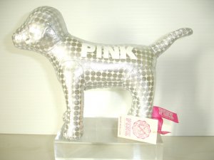 NEW VICTORIA SECRET PINK METALLIC MINI DOG SILVER 2009