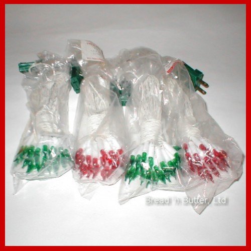 4 Sets Italian Christmas vintage lights Red/Green w/ WHITE CORDS