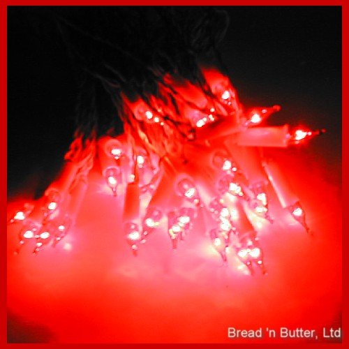 3 sets Italian NOS vintage Christmas lights / Red w. WHITE CORDS