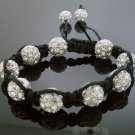 Big Bead Shamballa White CZ Bracelet 12MM