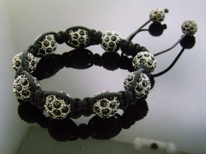 Big Bead Shamballa Black CZ Bracelet 12MM