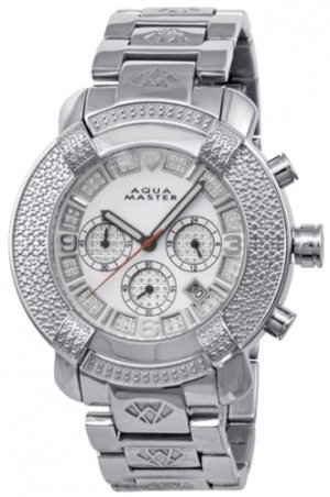 New! Aqua Master Large Round 20 Diamonds SS Watch