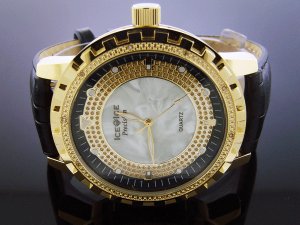 Ice Ice By Icetime 52 MM 10 Diamonds Yellow Gold Watch