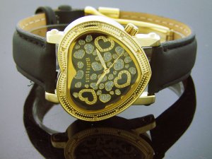 Swiss Master By KM Large Heart 12 Diamonds Watch