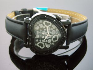 Swiss Master By KM Large Heart 12 Diamonds Watch