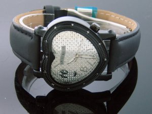 Swiss Master By KM Large Heart 12 Diamonds Watch