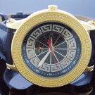 Techno Royale 50mm Round Yellow Gold Tone case 12 Diamonds Watch