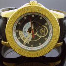 Techno Royale 50mm Round Yellow Gold Tone case 12 Diamonds Watch