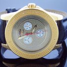Techno Royale 50mm Round Yellow Gold Tone case 12 Diamonds Watch