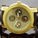 Techno Royale 50mm Round Yellow Gold Tone case 12 Diamonds Watch