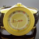 Techno Royale 50mm Round Yellow Gold Tone case 12 Diamonds Watch