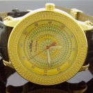 Techno Royale 50mm Round Yellow Gold Tone case 12 Diamonds Watch