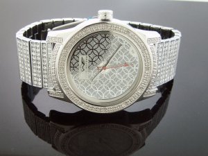 Men's King Master 50MM Round 12 Diamonds SS Band watch