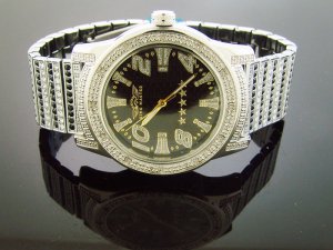 Men's King Master 50MM Round 12 Diamonds SS Band watch