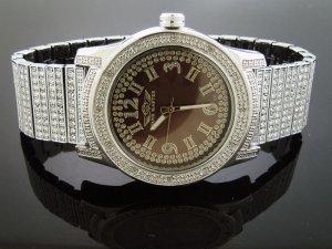 Men's King Master 50MM Round 12 Diamonds SS Band watch
