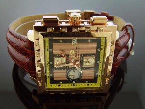 AQUA MASTER 40MM SQUARE 20 DIAMONDS ROSE GOLD SQUARE WATCH