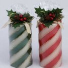 Red and Green candy cane stripes candle