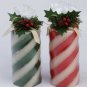 Red and Green candy cane stripes candle