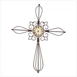 SPANISH MISSION CROSS WALL CLOCK