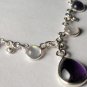 Natural Amethyst and Moonstone Sterling Silver Necklace