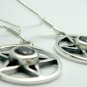Sterling Silver Goth Natural Garnet Pentagram Earrings