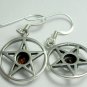 Sterling Silver Goth Natural Garnet Pentagram Earrings