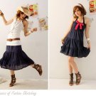 Sweety Stretchable Chest Cake Layers Halter Dress - Navy