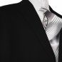 42S Mantoni 2-pc Men's Suit Solid Black Wool 2 Button Flat Front Pants Free Hem-up & Tie Size 42S
