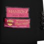 36S Mantoni 2-pc Men's Suit Solid Black Wool 2 Button Flat Front Pants Free Hem-up & Tie Size 36S