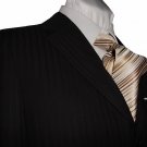 40R Fiorelli 3-Button Men's Suit Black Shadow Stripes with Single Pleated Pants FREE Tie Size 40R