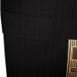 44L Fiorelli 2-Button Men's Suit Black with Gray Pinstripes with Flat Front Pants FREE Tie Size 44L