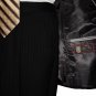 48R Fiorelli 3-Button Men's Suit Black with Thin Stripes with Single Pleated Pants FREE Tie Size 48R