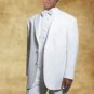 50R Giorgio Fiorelli 2-Button White Men's Tuxedo Suit Single Pleat Pants FREE White Bow Tie Size 50R