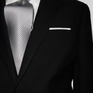 42L Giorgio Fiorelli 2-Button Men's Suit Solid Black Flat Front Pants FREE Tie Size 42L