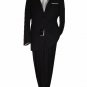 48L Vitarelli 2-Button Men's Suit Black with Single Stripe FREE Neck Tie Size 48L