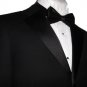 46R Mantoni 2-pc Men's Tuxedo Black 100% Wool 3 Button Single Pleate Pants FREE Bow Tie Size 46R