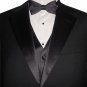 46R Mantoni 3-pc Men's Tuxedo with Vest Black Wool 2 Button FREE Bow Tie Size 46R