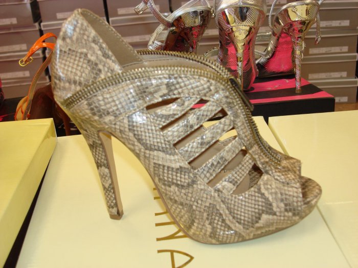 Hot Beige Snake Ankle Bootie 7