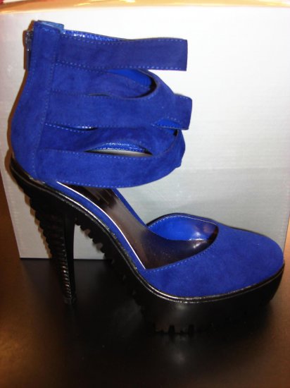 Stylish Blue Strappy Suede Heel 9