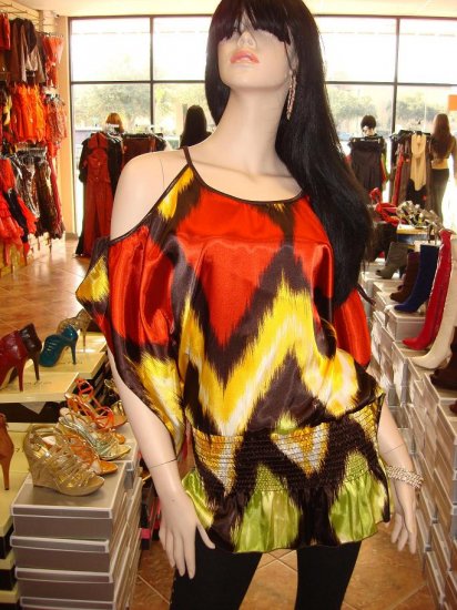 Rust Multi Kimono Sleeve Top L