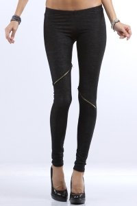 Denim Dark Gray Leggings with Zipper Front detail Size Large 10-12