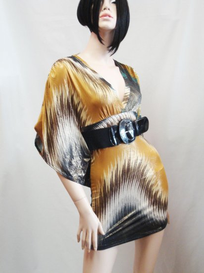Brown Multi Kimono Sleeve Dress size Large